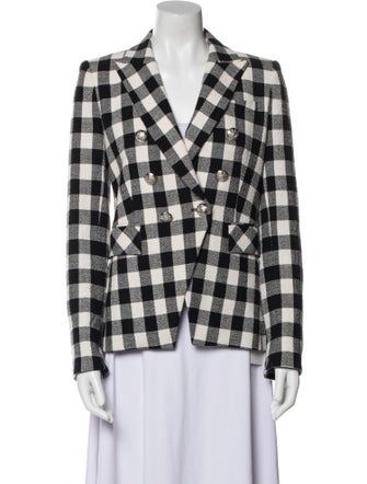 Veronica Beard Linen Plaid Print Blazer