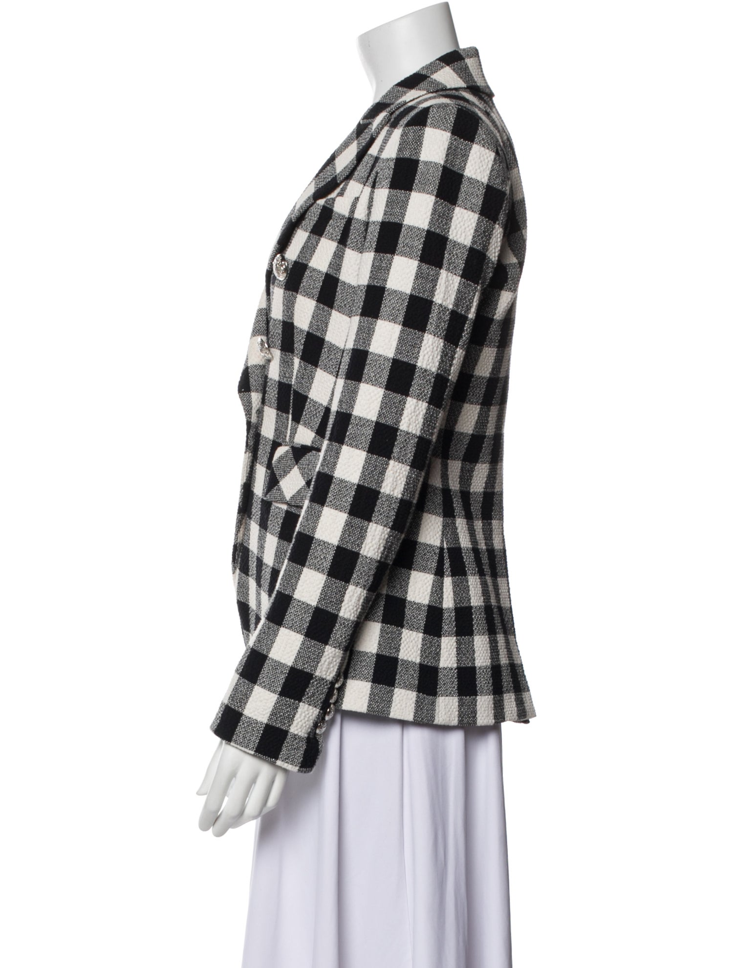 Veronica Beard Linen Plaid Print Blazer