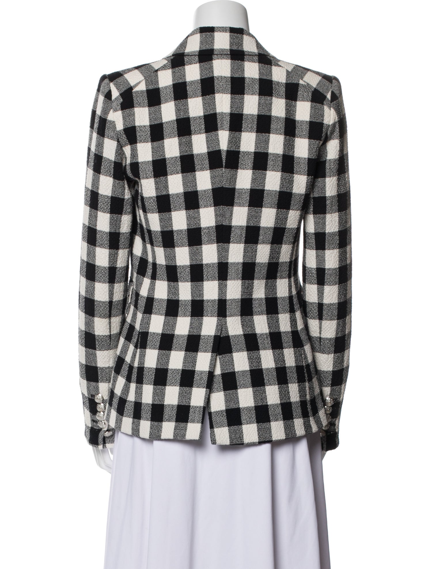 Veronica Beard Linen Plaid Print Blazer