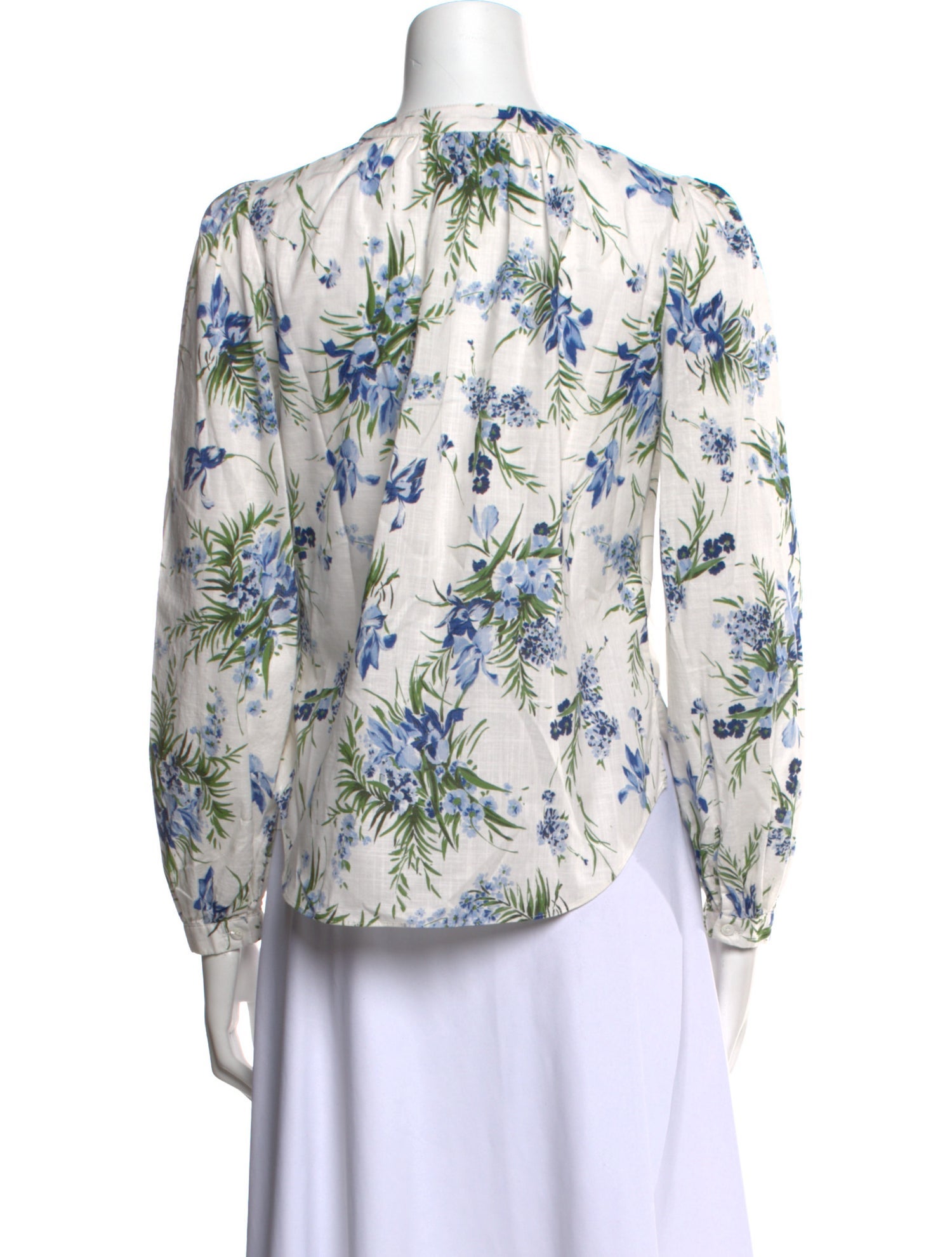 Veronica Beard Floral Print Mock Neck Blouse