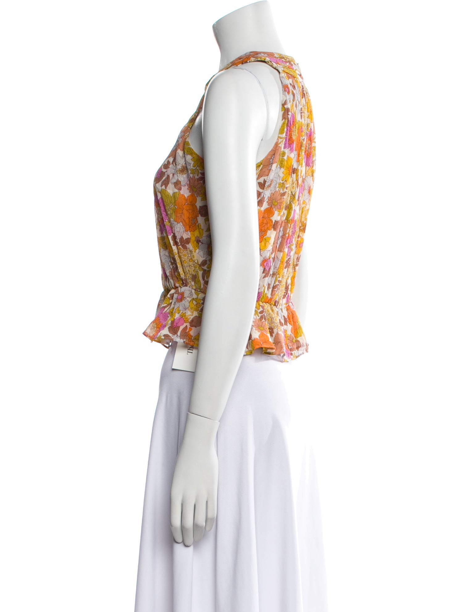 Veronica Beard Silk Floral Print Crop Top