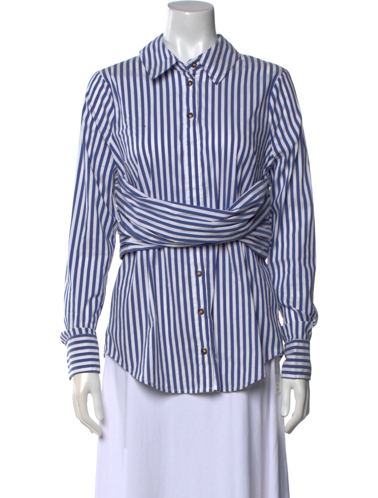 Veronica Beard Striped Long Sleeve Button-Up Top