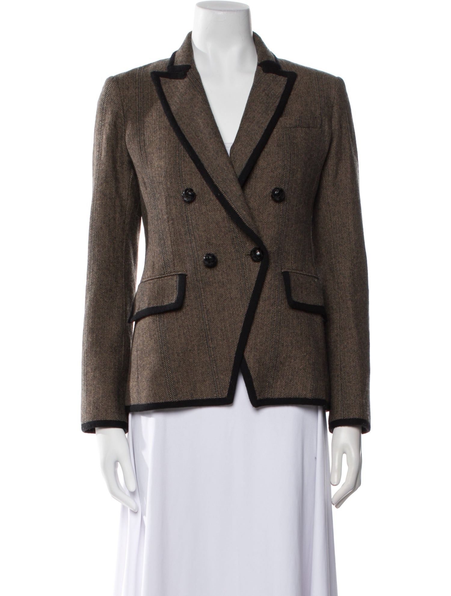 Veronica Beard Wool Plaid Print Blazer