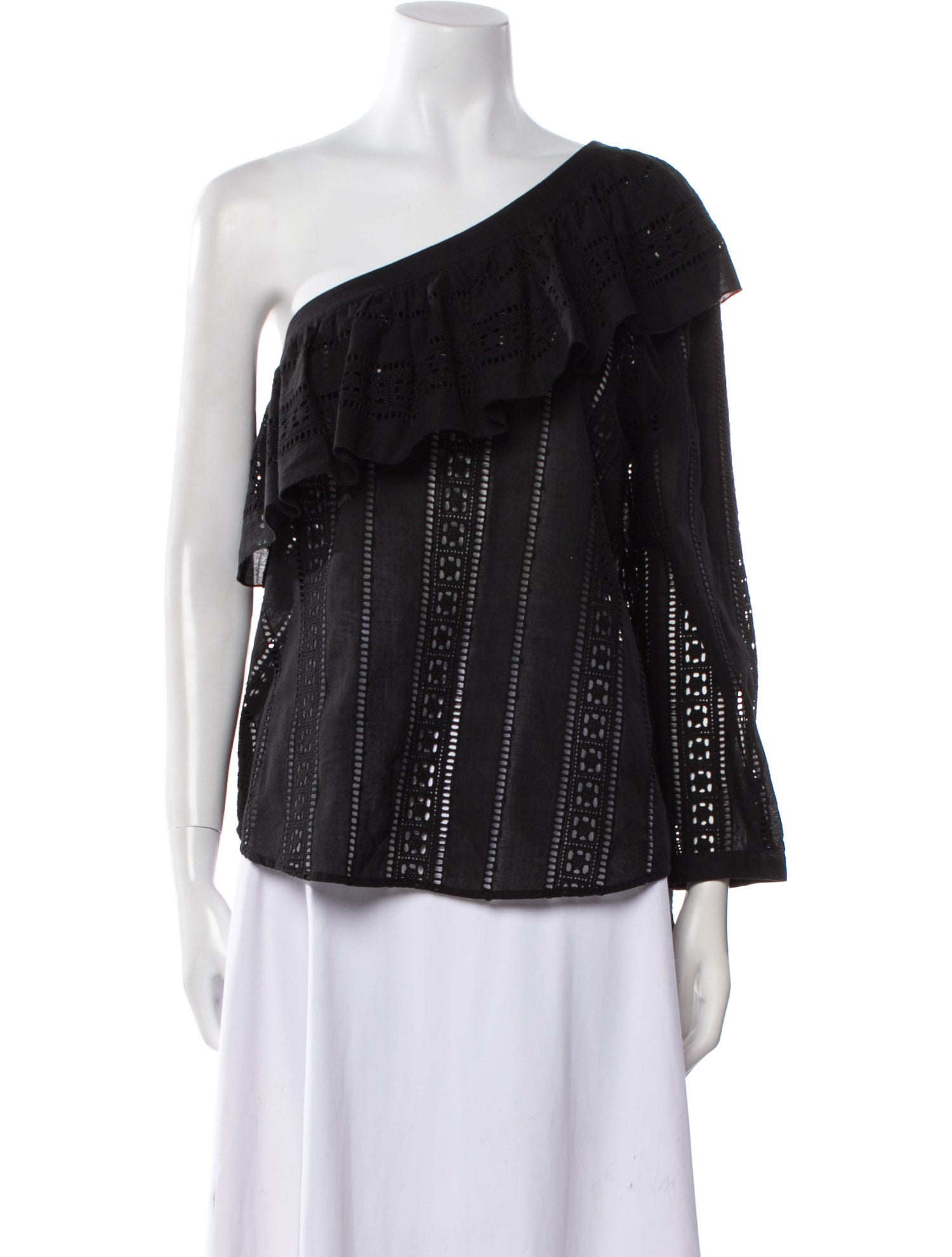 Veronica Beard One-Shoulder Short Sleeve Top