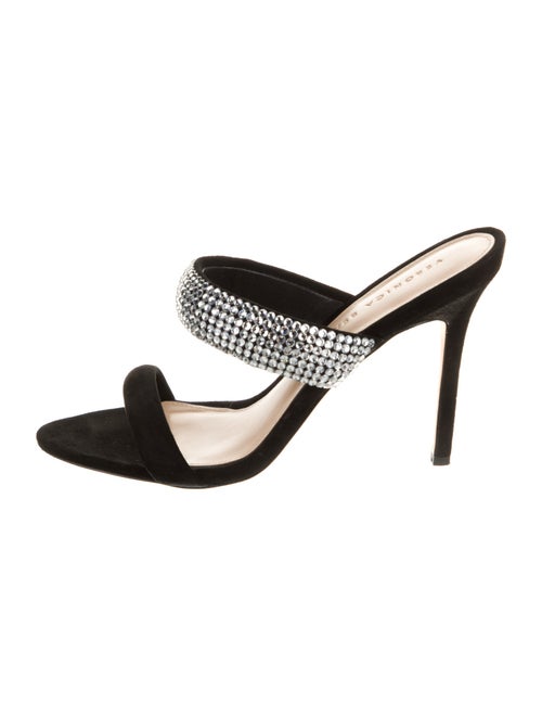 Veronica Beard Suede Crystal Embellishments Slides