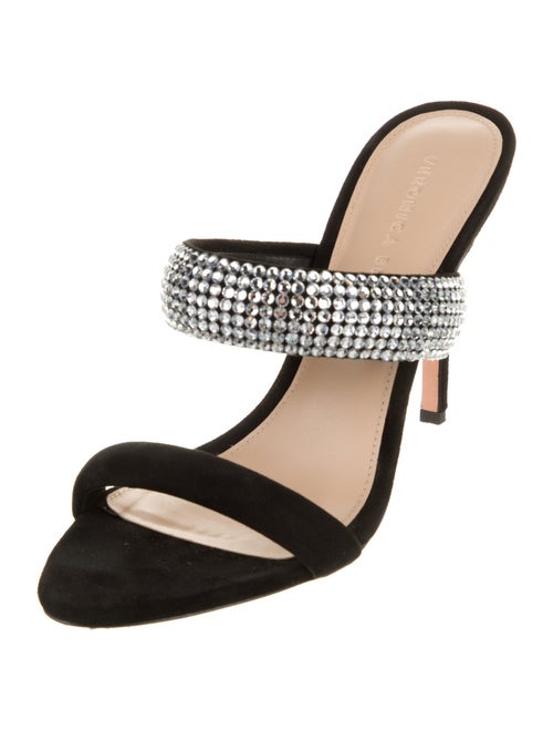 Veronica Beard Suede Crystal Embellishments Slides
