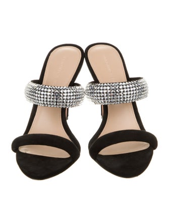 Veronica Beard Suede Crystal Embellishments Slides