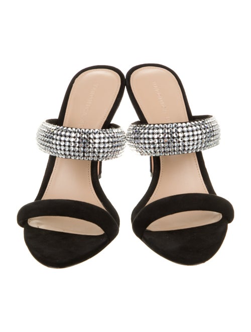 Veronica Beard Suede Crystal Embellishments Slides