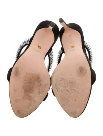 Veronica Beard Suede Crystal Embellishments Slides