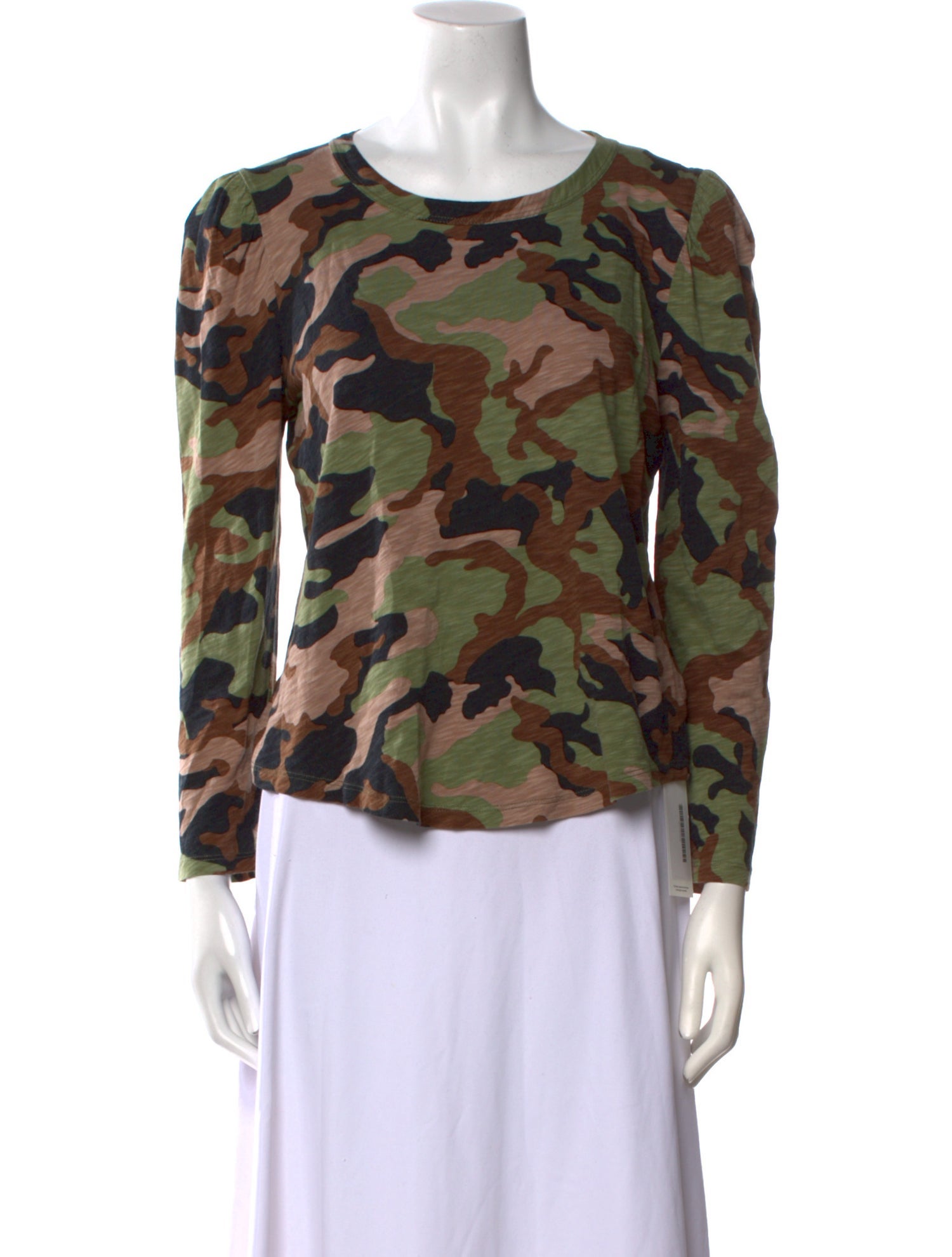 Veronica Beard Camouflage Print Bateau Neckline Blouse