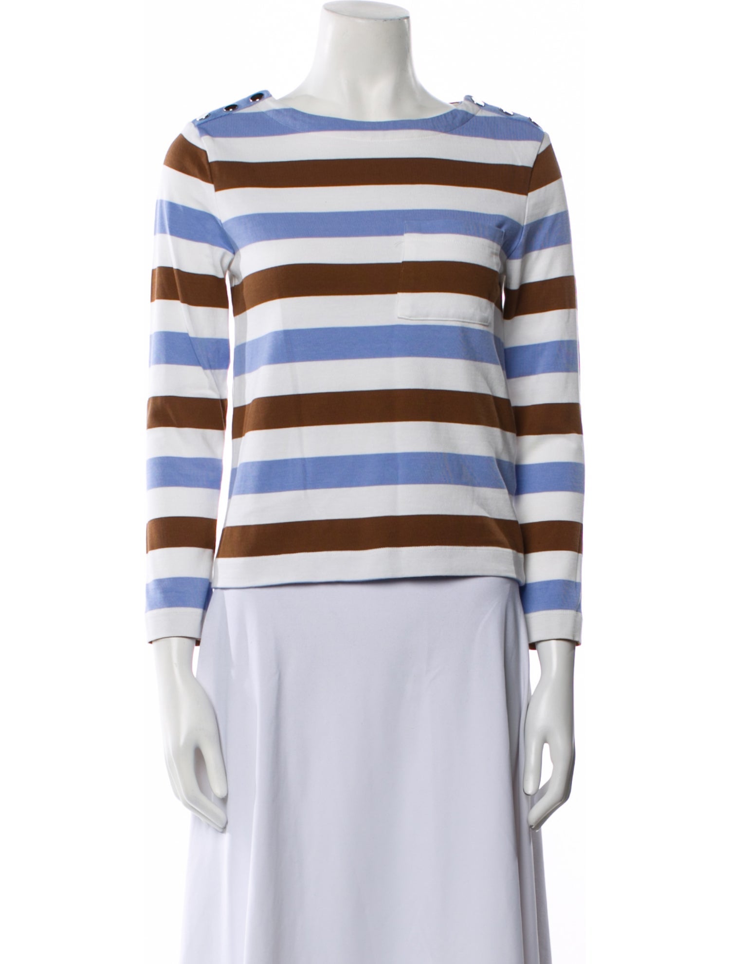 Veronica Beard Striped Bateau Neckline Top