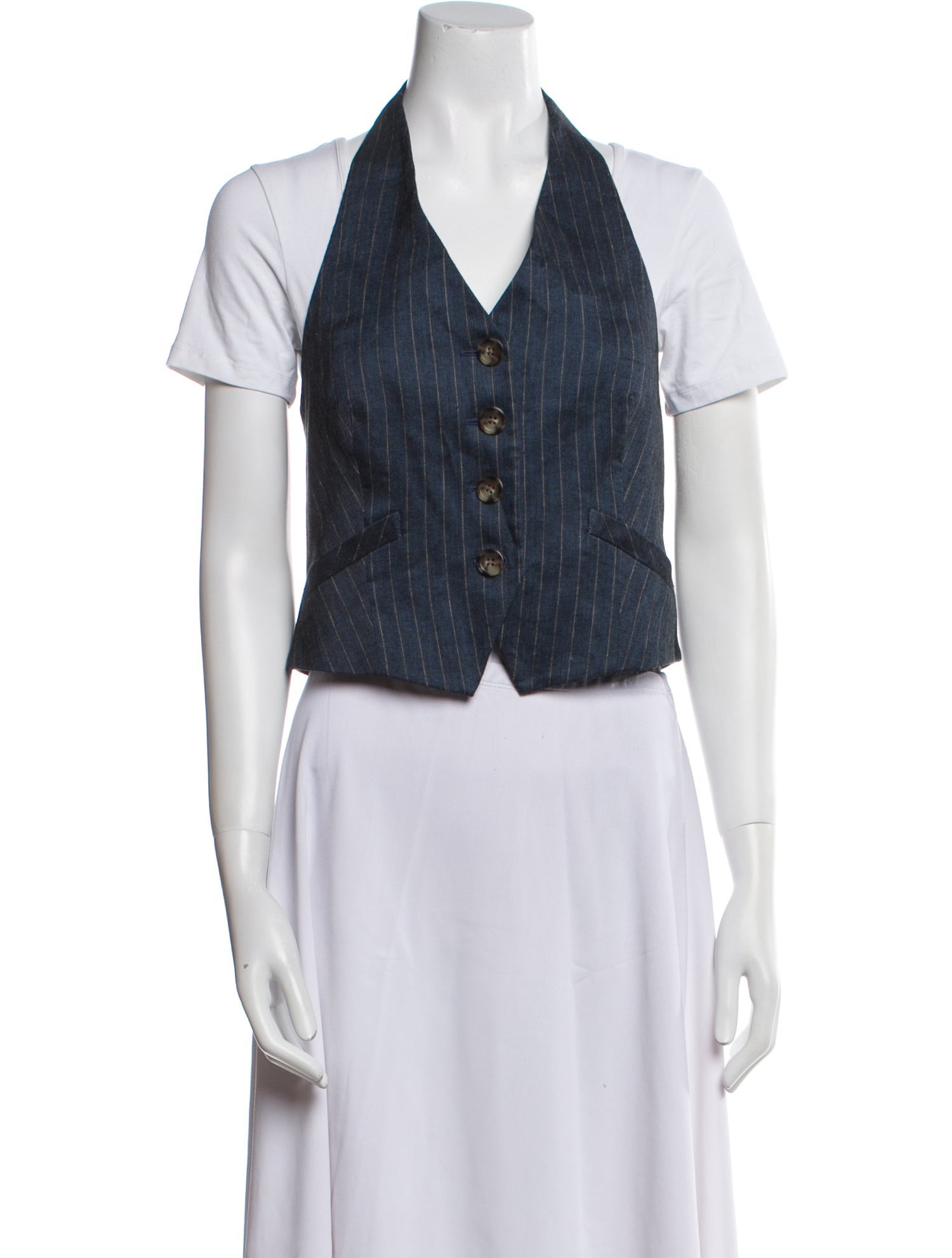 Veronica Beard Linen Striped Vest