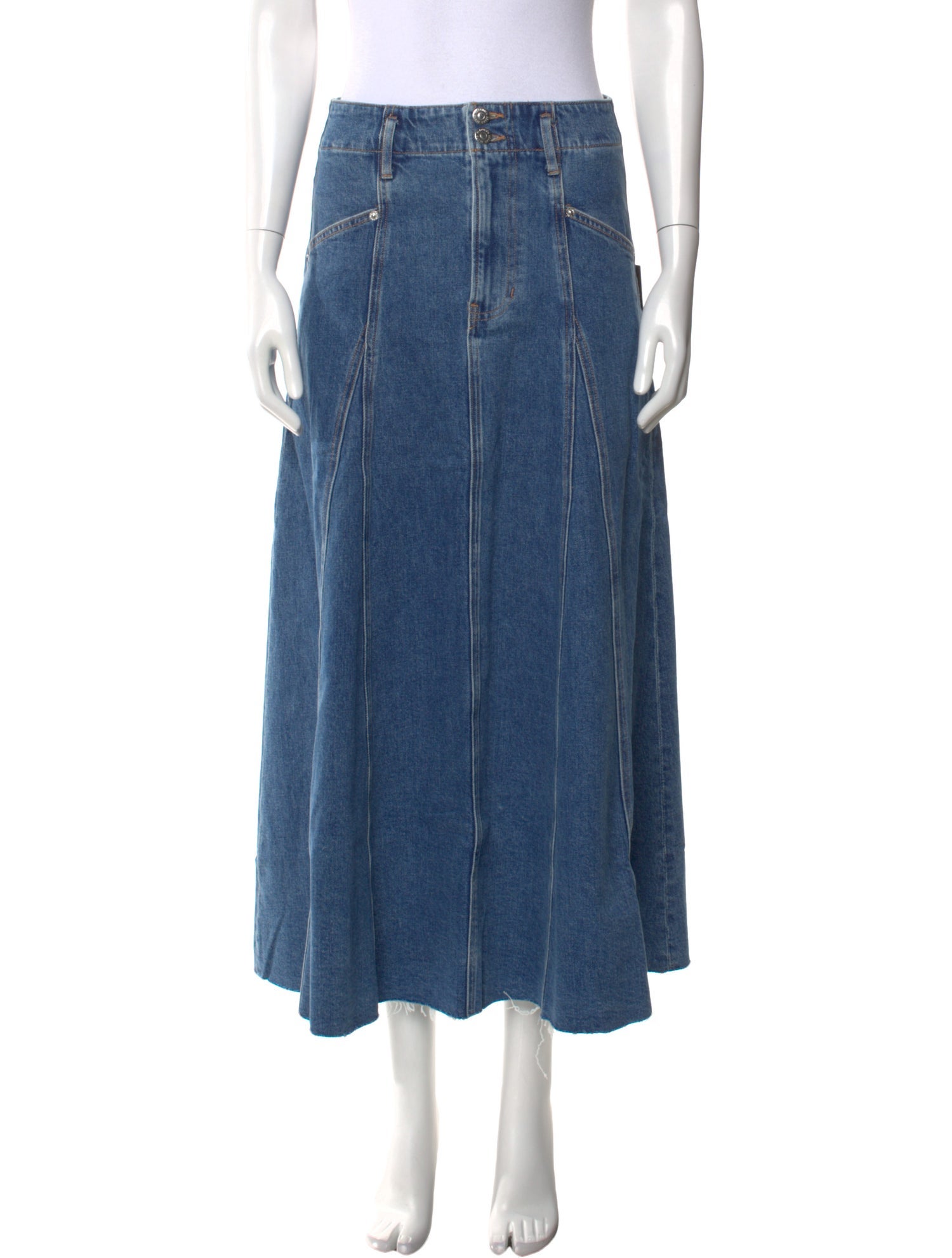 Veronica Beard Raw-Edge Trim Midi Length Skirt