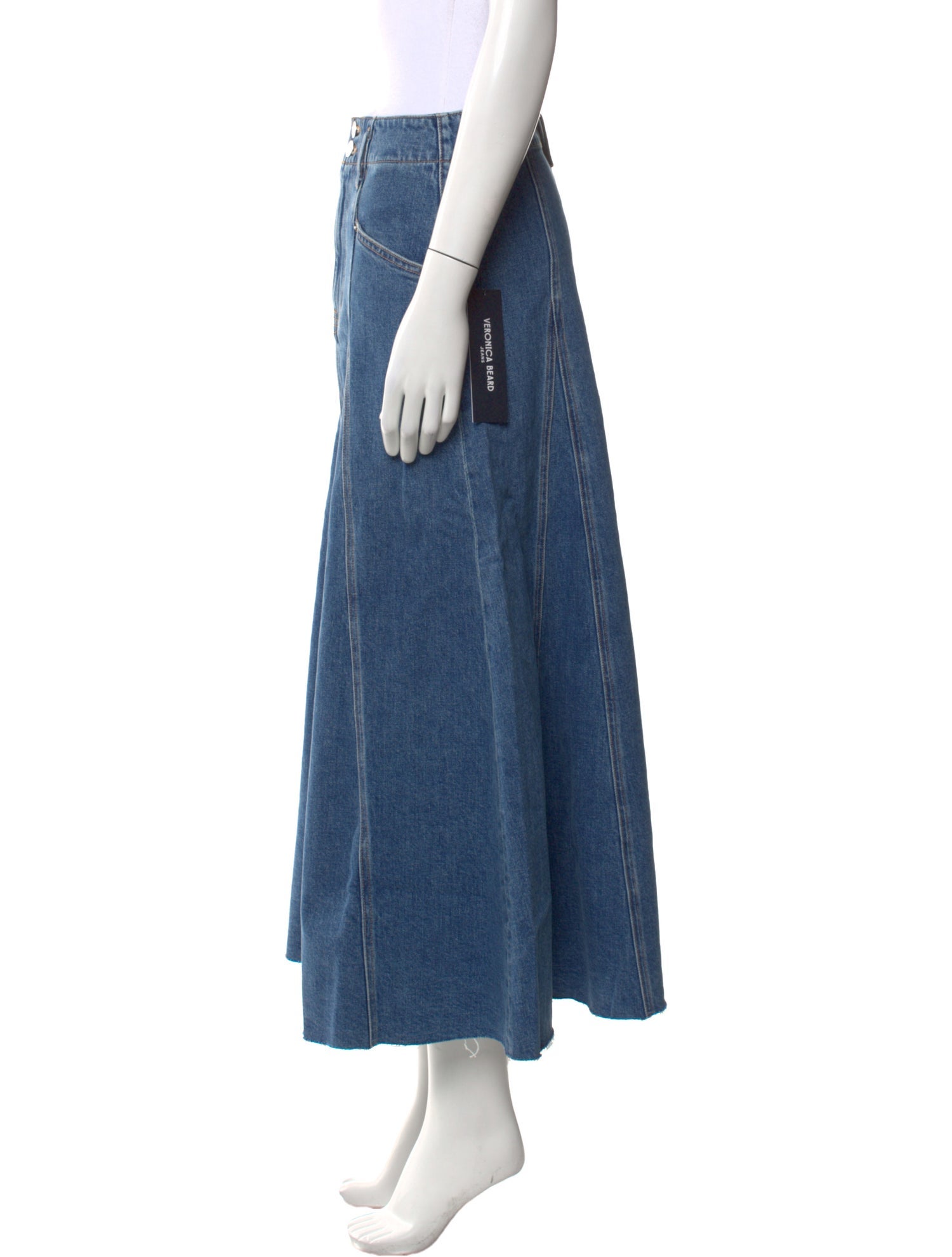 Veronica Beard Raw-Edge Trim Midi Length Skirt