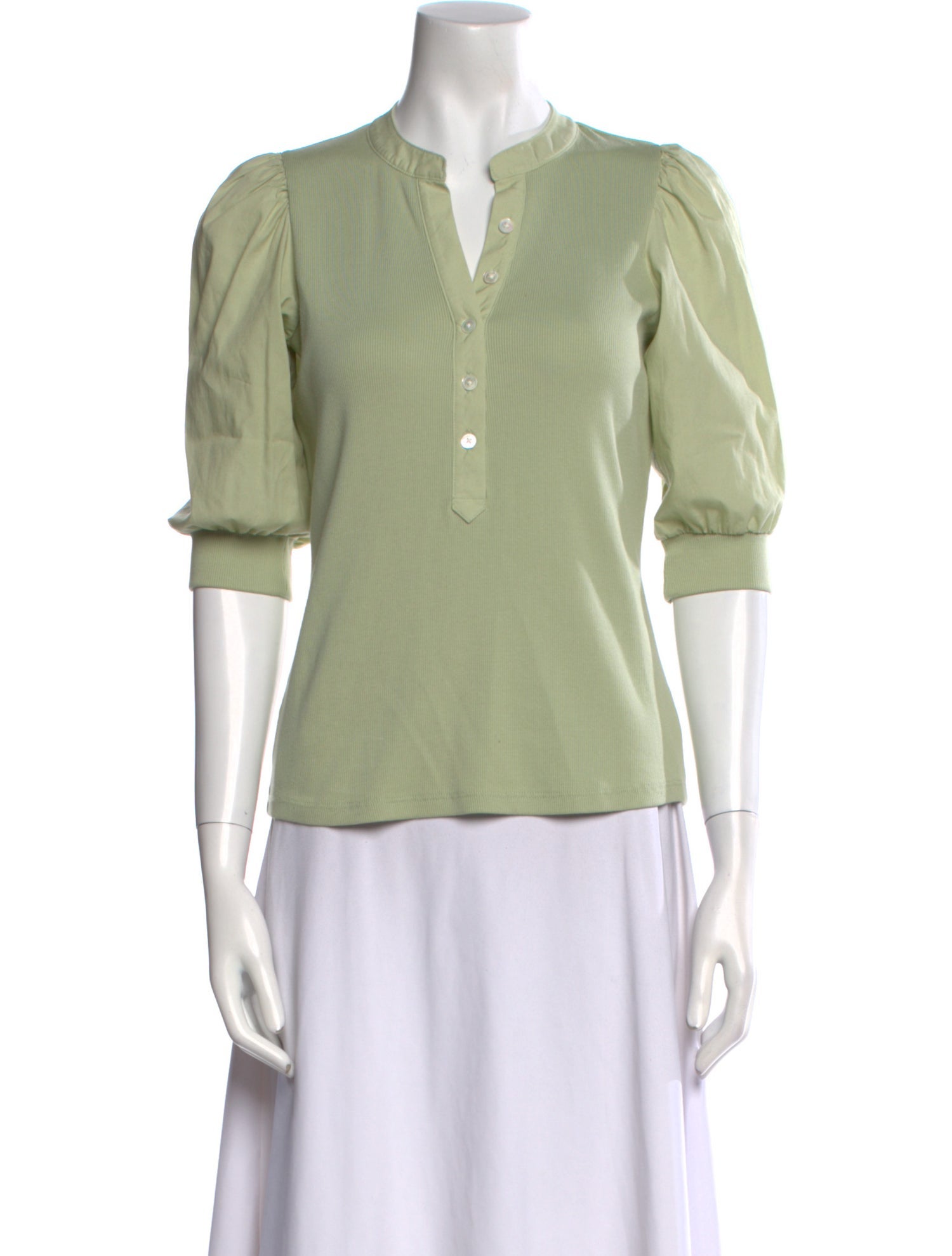 Veronica Beard V-Neck Three-Quarter Sleeve Polo