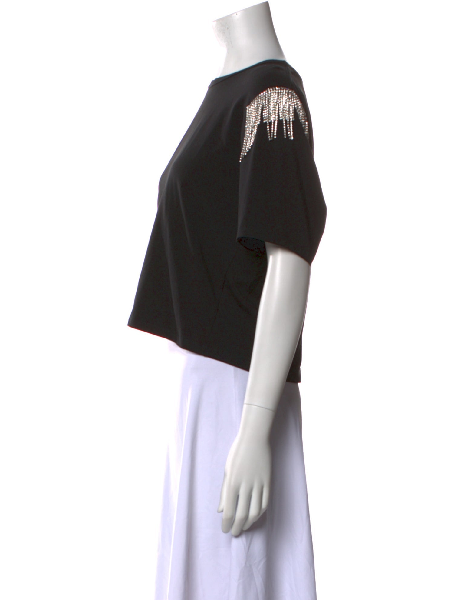 Veronica Beard Bateau Neckline Short Sleeve Crop Top