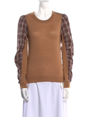 Veronica Beard Merino Wool Plaid Print Sweater