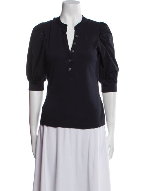 Veronica Beard V-Neck Three-Quarter Sleeve Polo