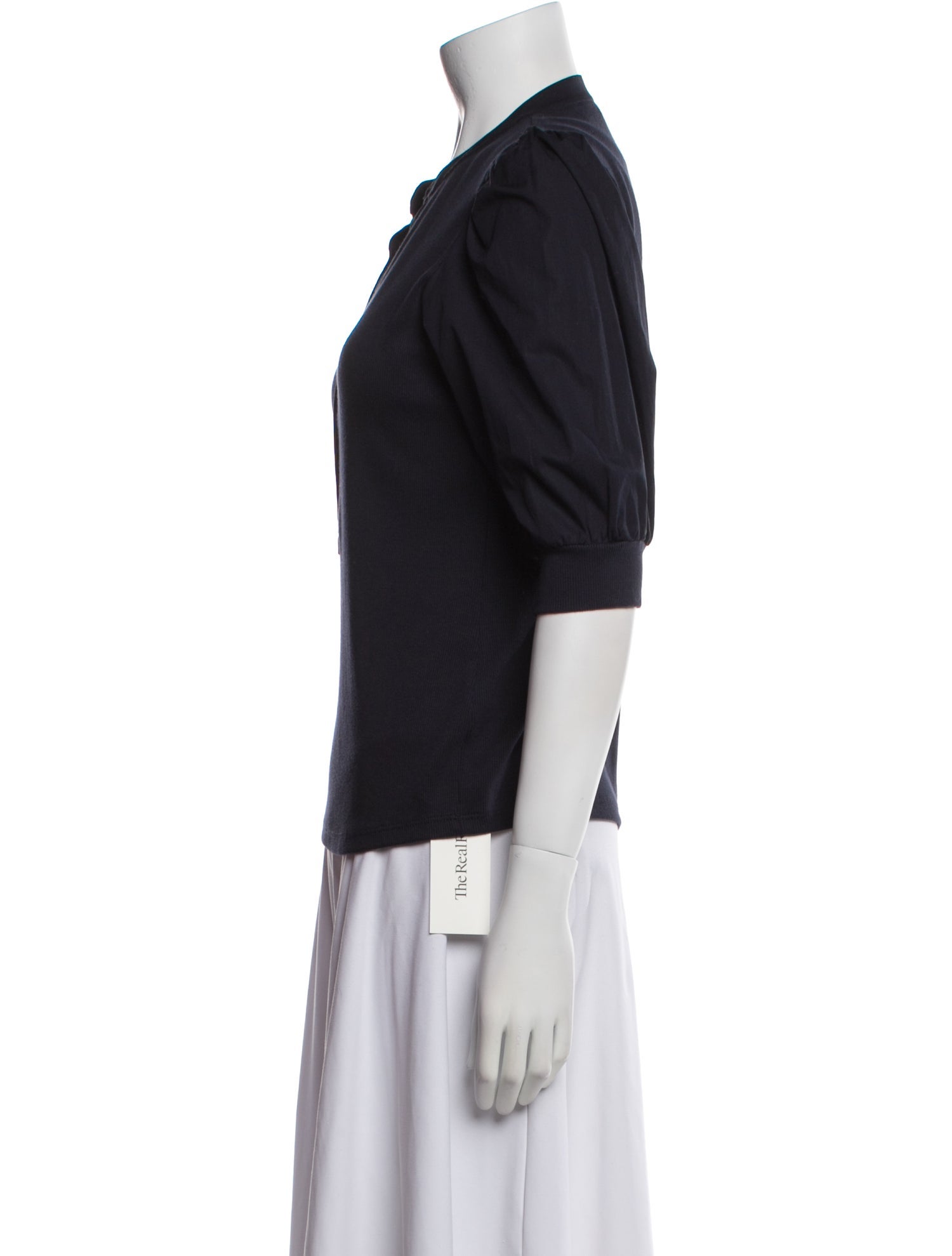 Veronica Beard V-Neck Three-Quarter Sleeve Polo