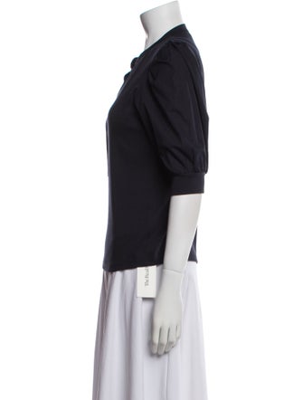 Veronica Beard V-Neck Three-Quarter Sleeve Polo