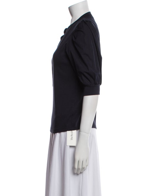 Veronica Beard V-Neck Three-Quarter Sleeve Polo