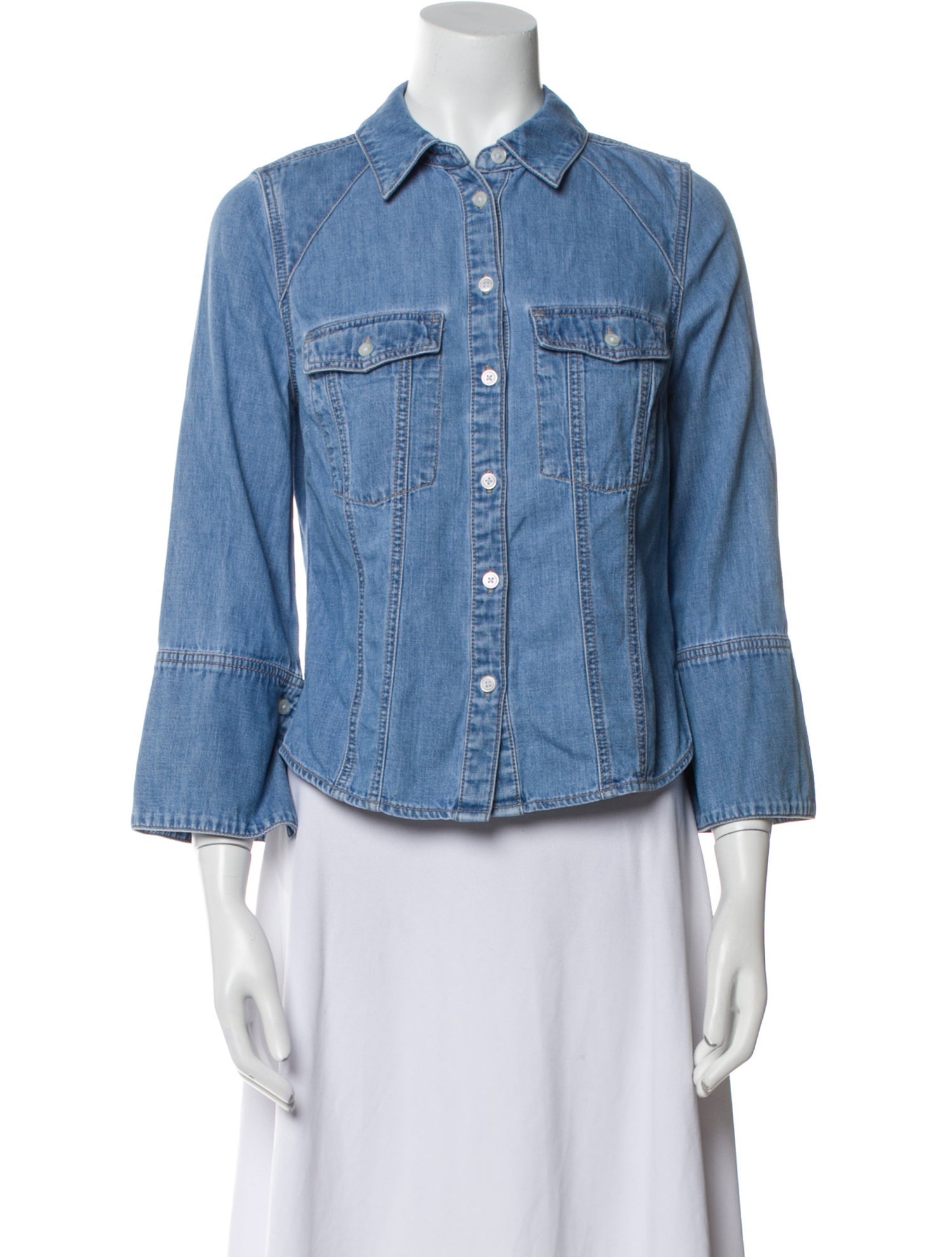 Veronica Beard Three-Quarter Sleeve Button-Up Top