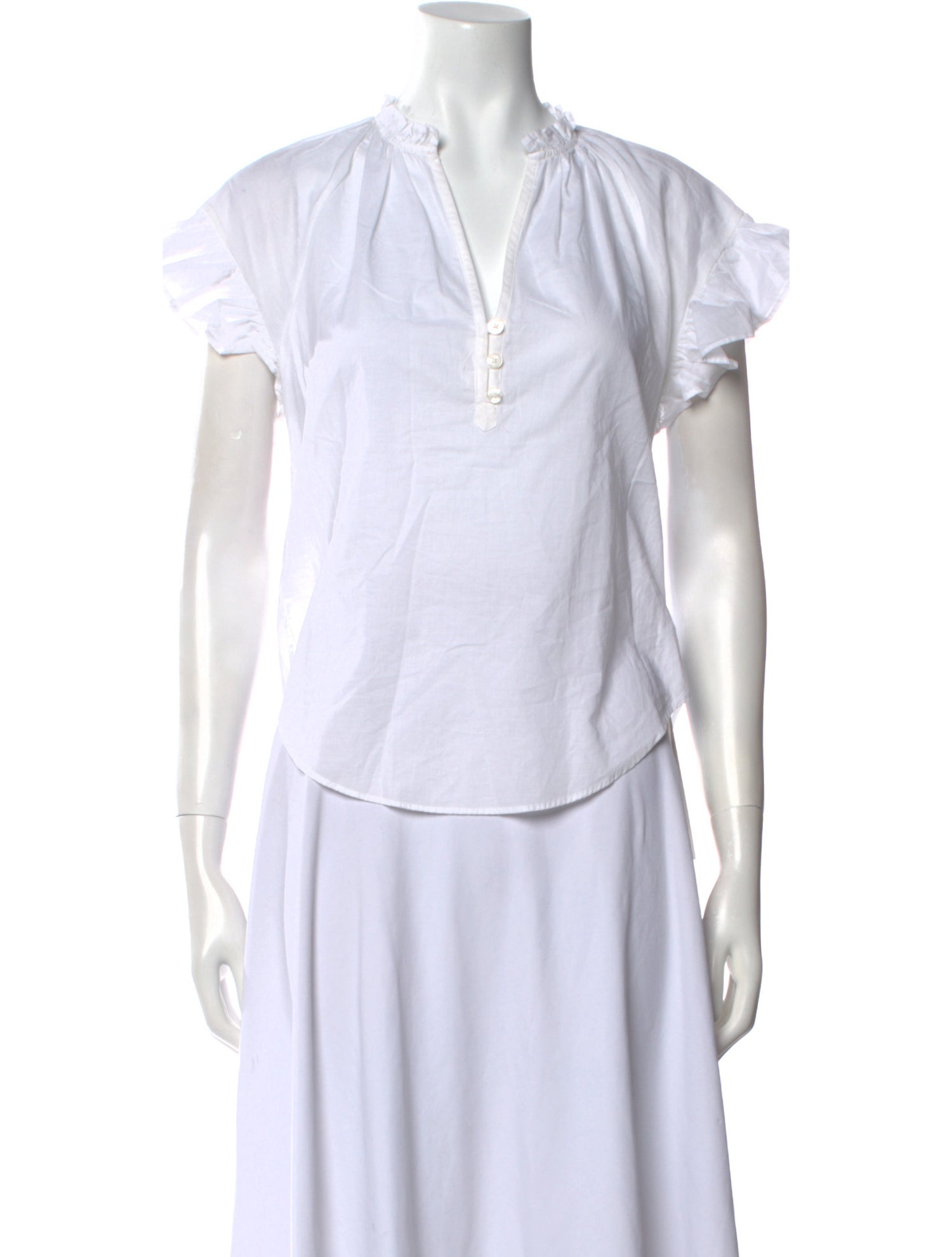 Veronica Beard V-Neck Short Sleeve Blouse