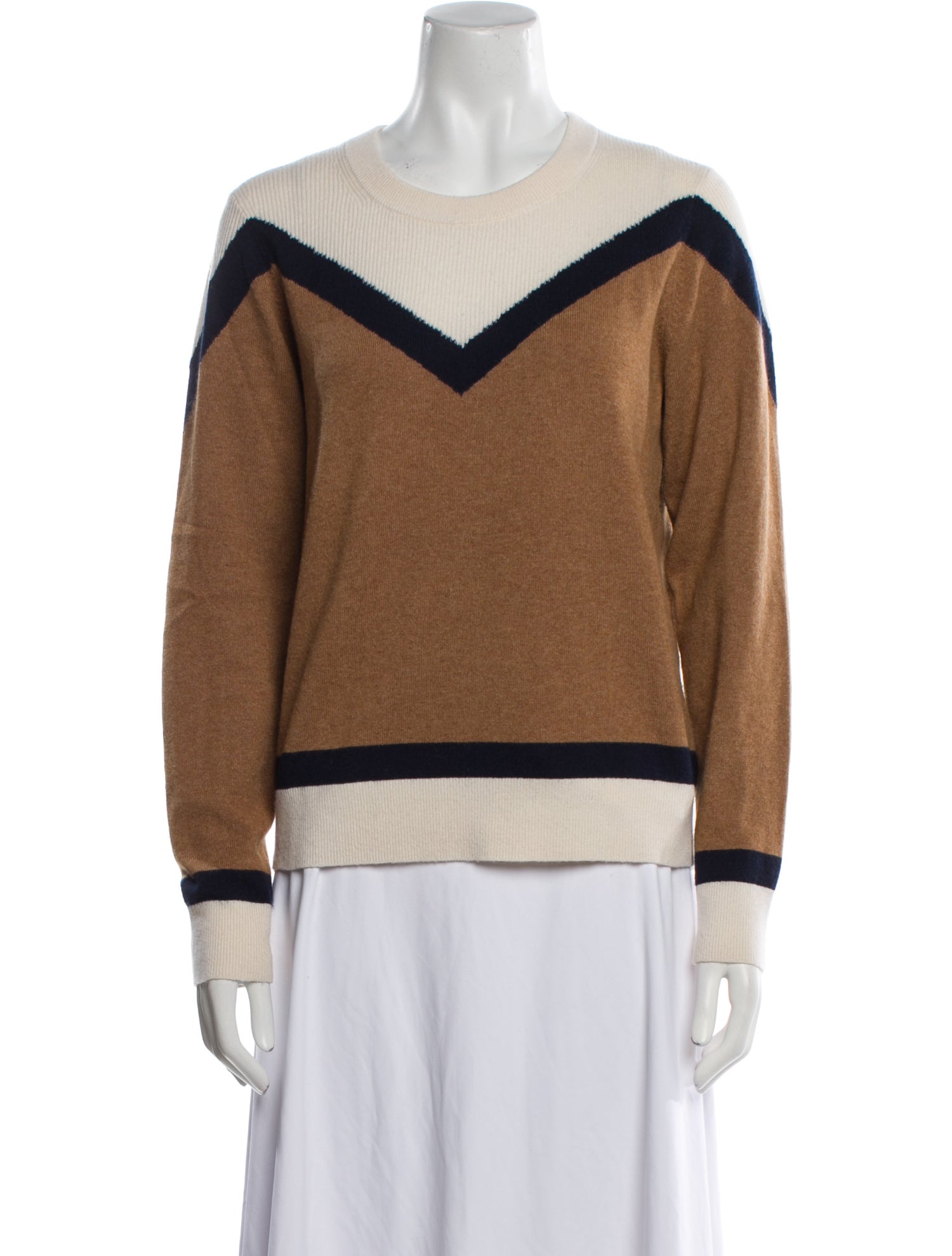 Veronica Beard Cashmere Colorblock Pattern Sweater