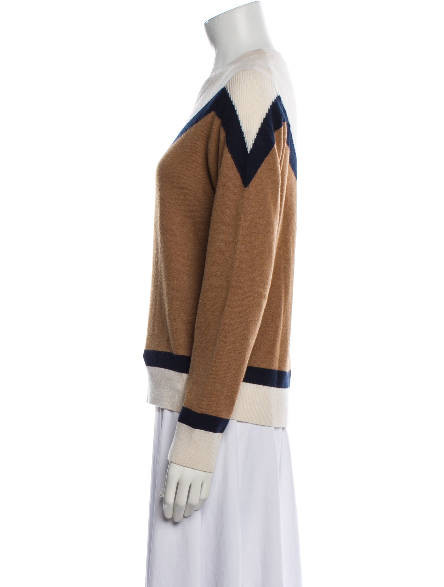 Veronica Beard Cashmere Colorblock Pattern Sweater