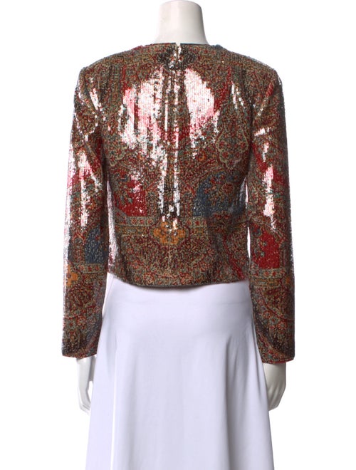 Veronica Beard Printed Bateau Neckline Crop Top