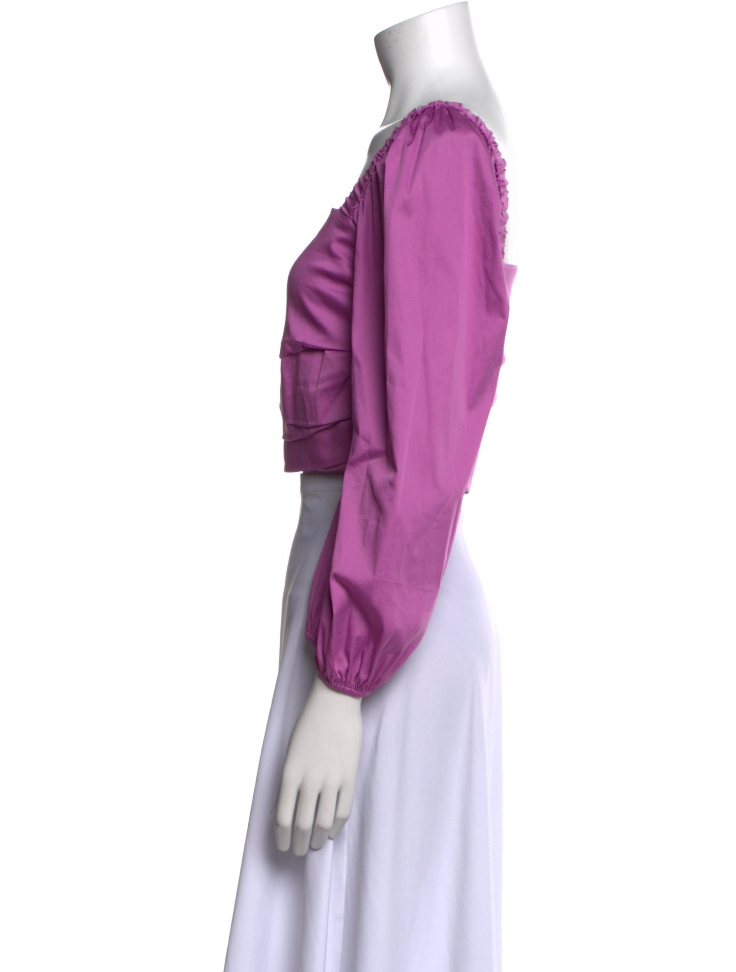 Veronica Beard Square Neckline Three-Quarter Sleeve Crop Top