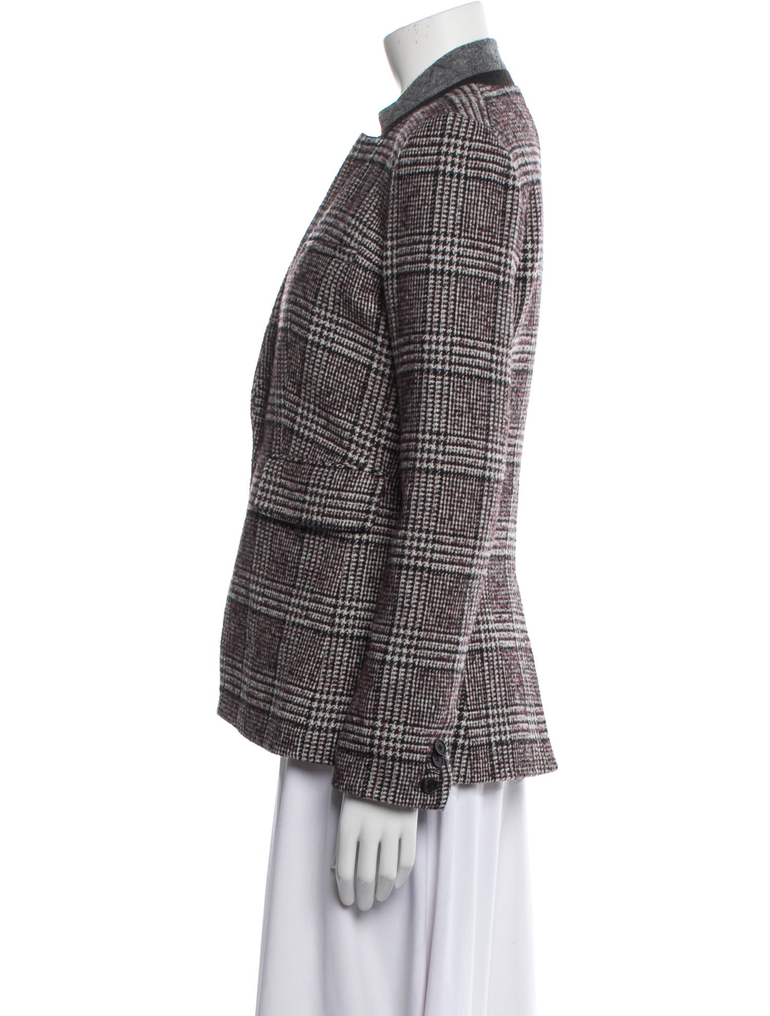 Veronica Beard Wool Plaid Print Blazer