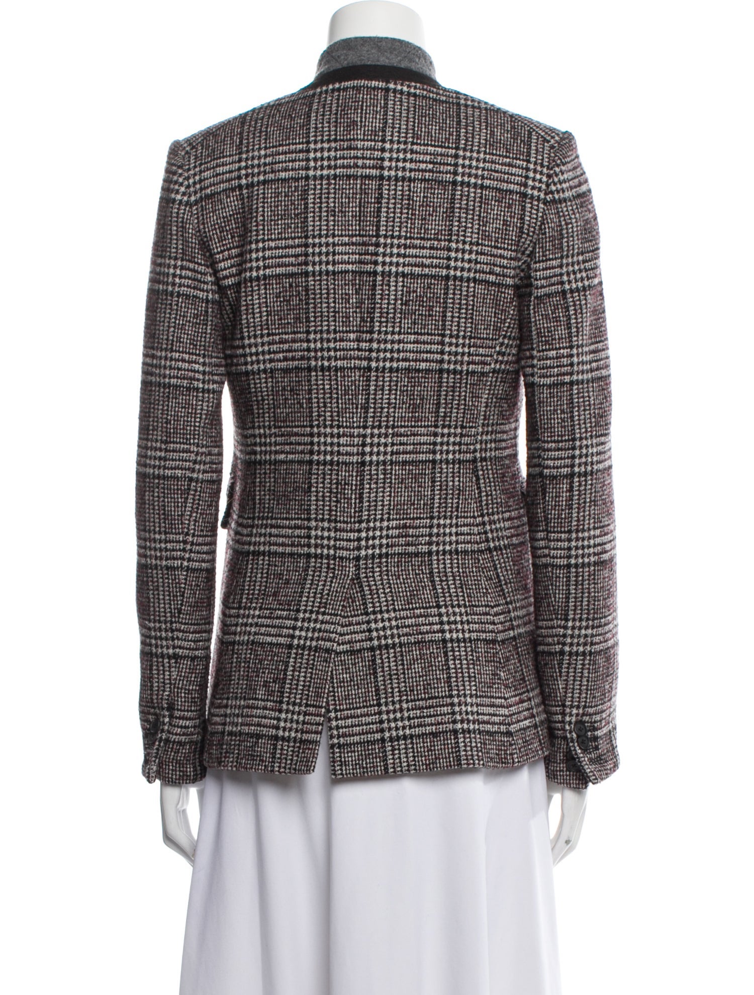 Veronica Beard Wool Plaid Print Blazer