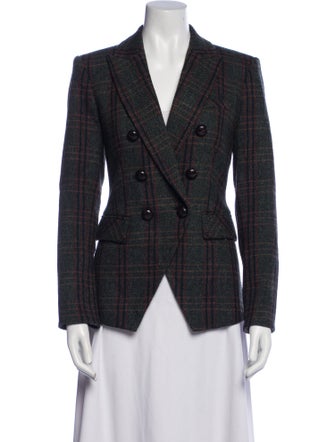 Veronica Beard Virgin Wool Plaid Print Blazer