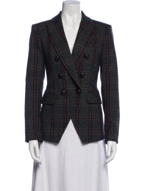 Veronica Beard Virgin Wool Plaid Print Blazer