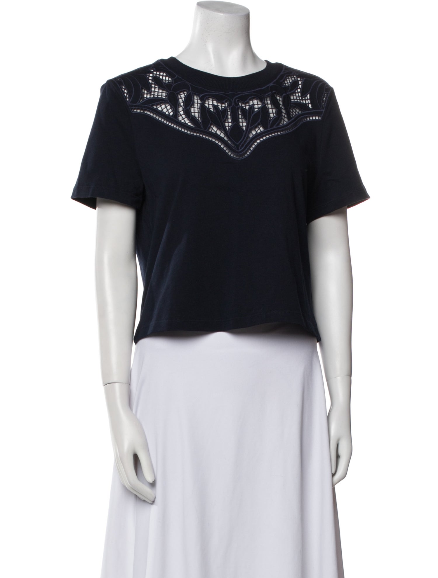 Veronica Beard Crew Neck Short Sleeve Crop Top w/ Tags