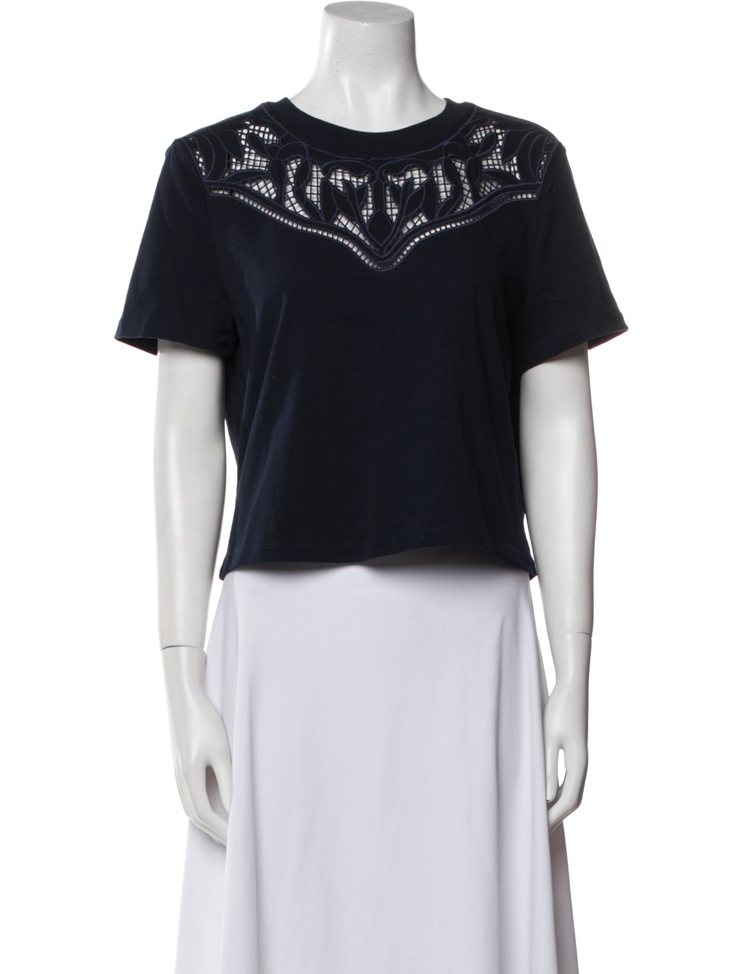 Veronica Beard Crew Neck Short Sleeve Crop Top w/ Tags