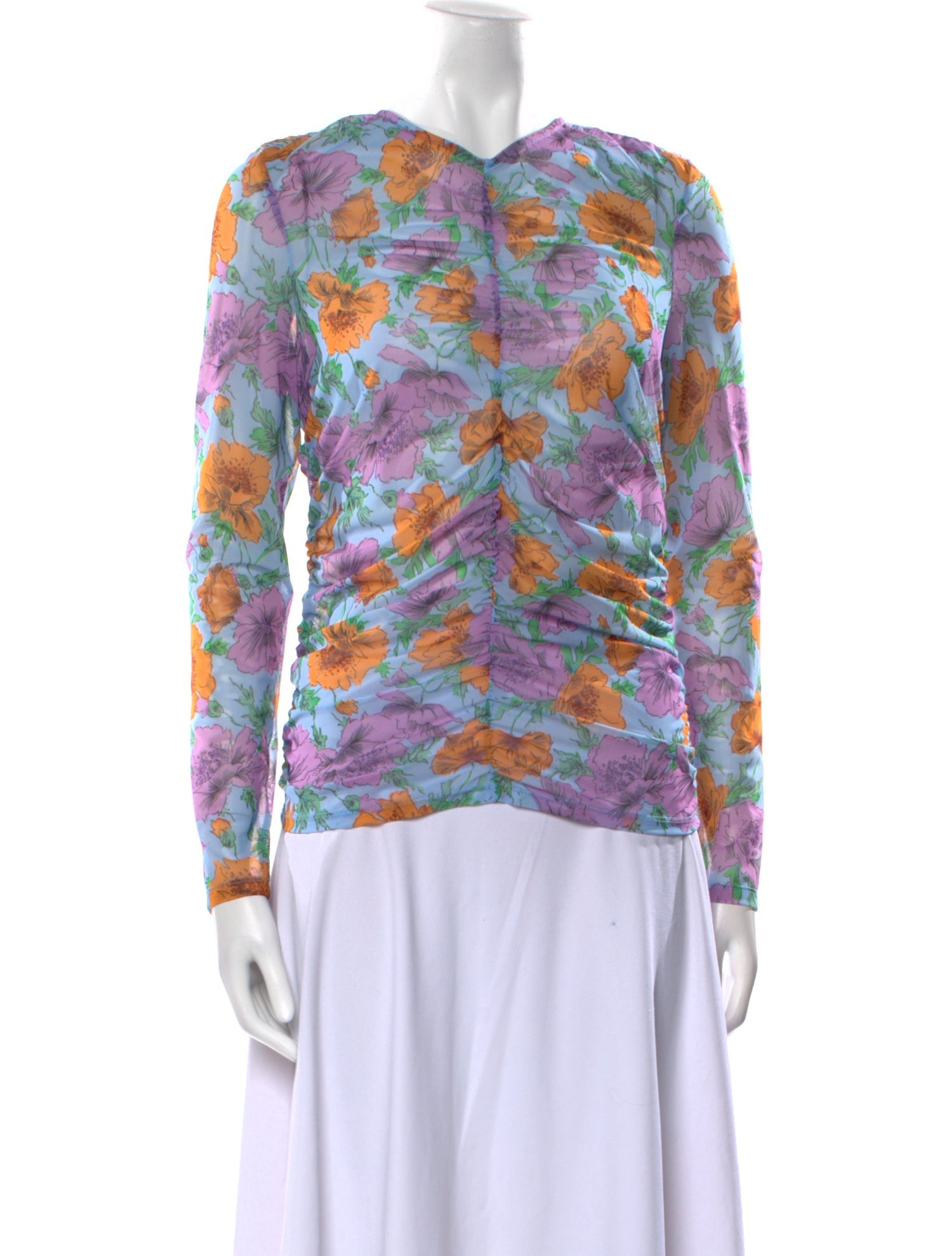 Veronica Beard Printed V-Neck Sweatshirt