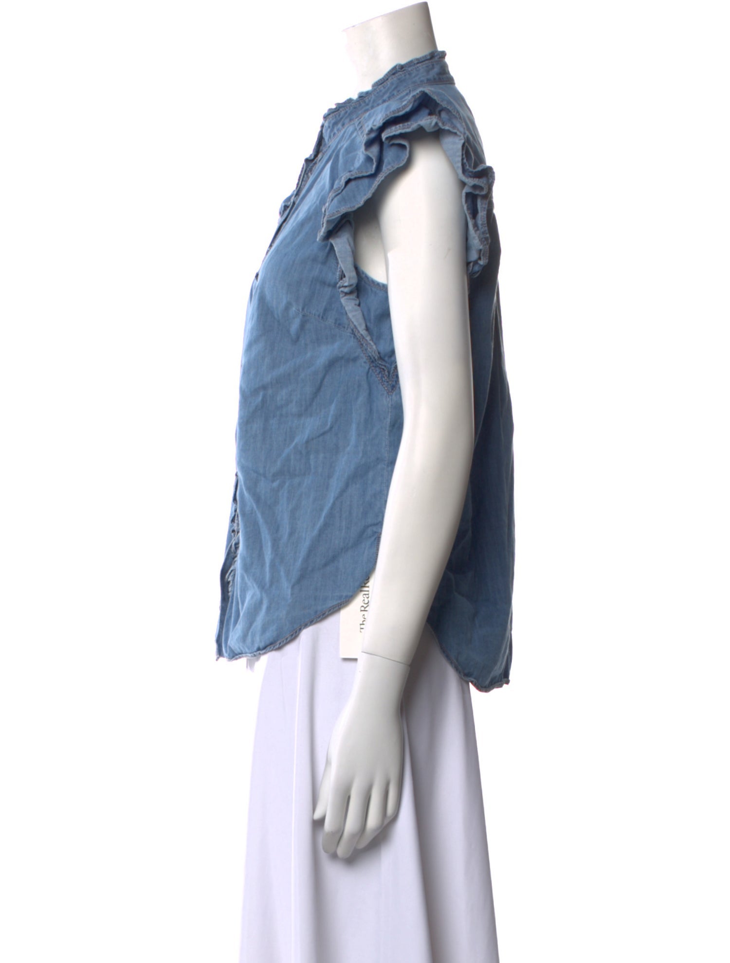 Veronica Beard Mock Neck Sleeveless Button-Up Top