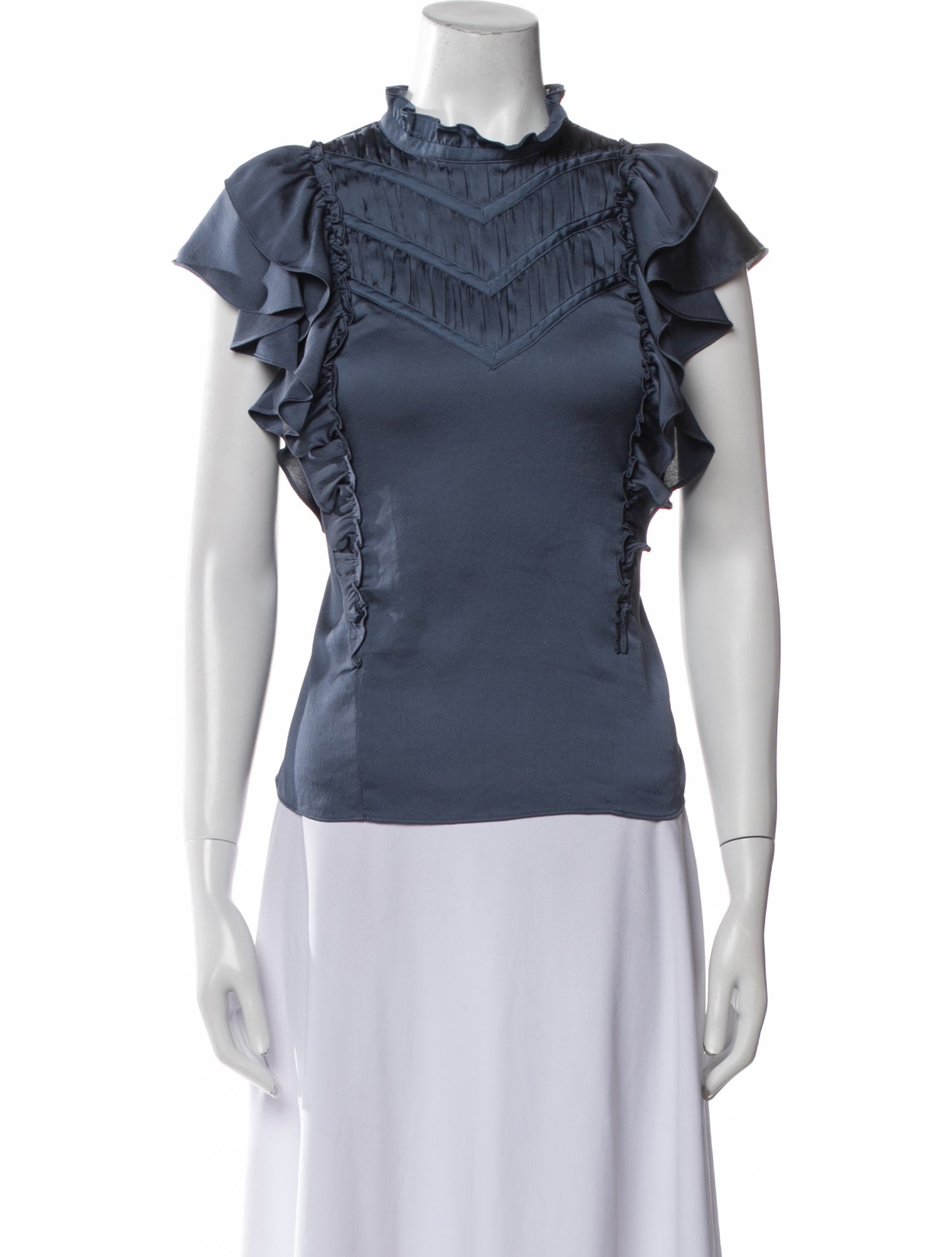 Veronica Beard Mock Neck Short Sleeve Blouse