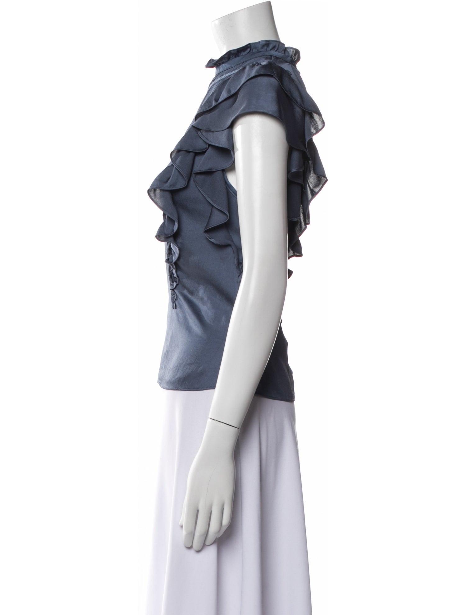 Veronica Beard Mock Neck Short Sleeve Blouse