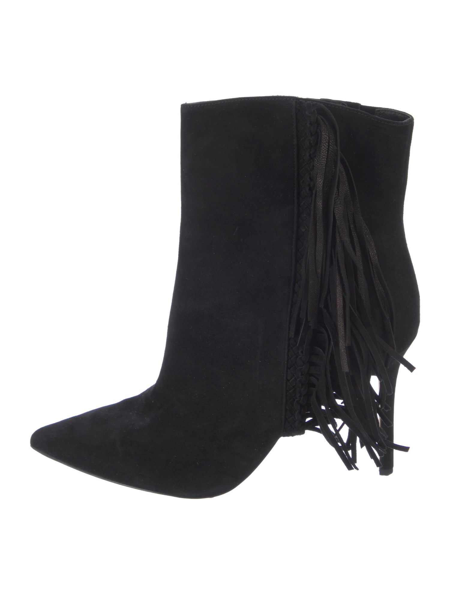 Veronica Beard Suede Fringe Trim Accent Boots