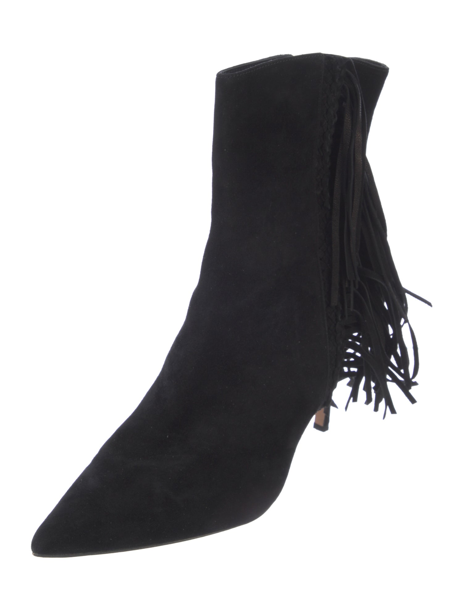 Veronica Beard Suede Fringe Trim Accent Boots