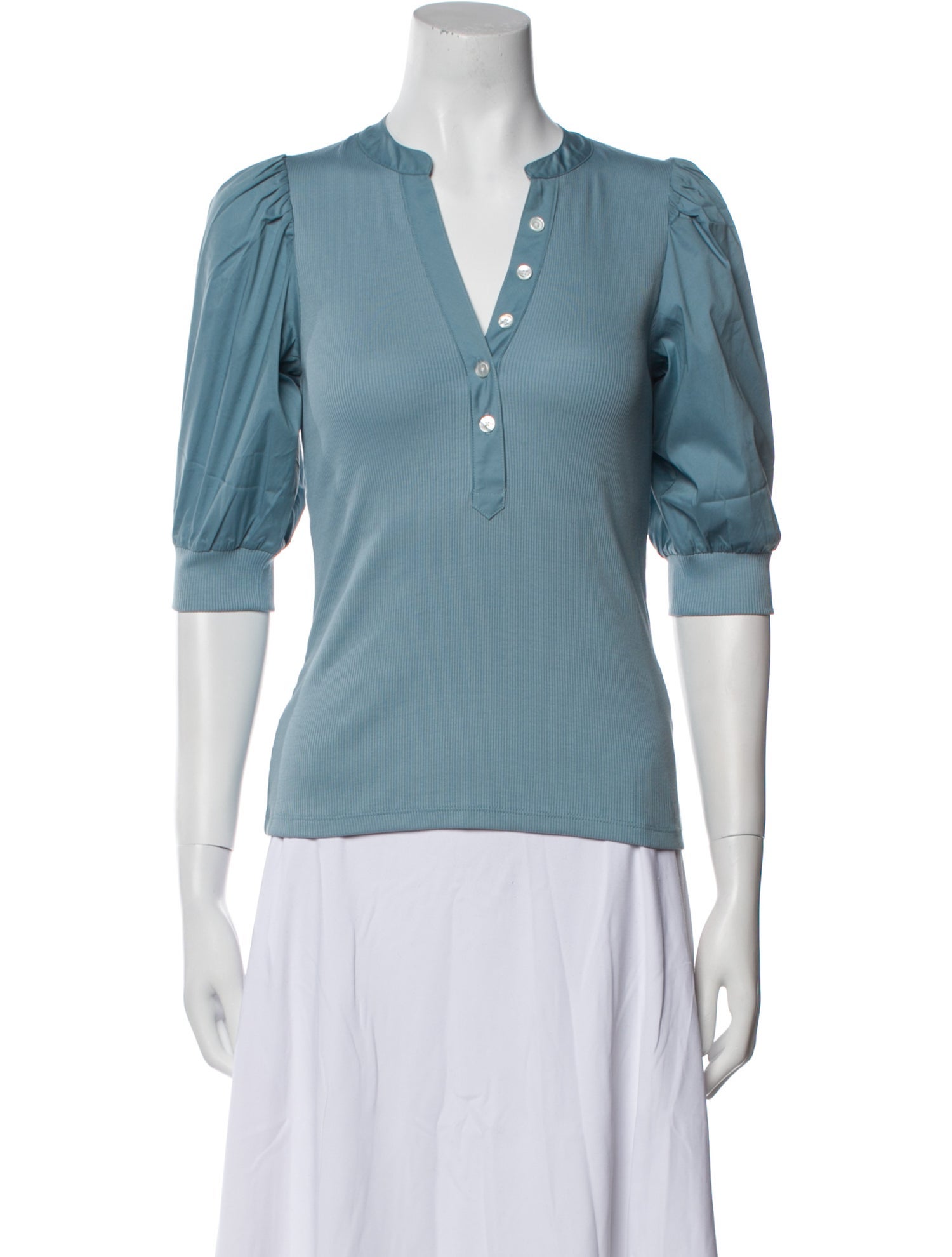 Veronica Beard V-Neck Three-Quarter Sleeve Polo w/ Tags