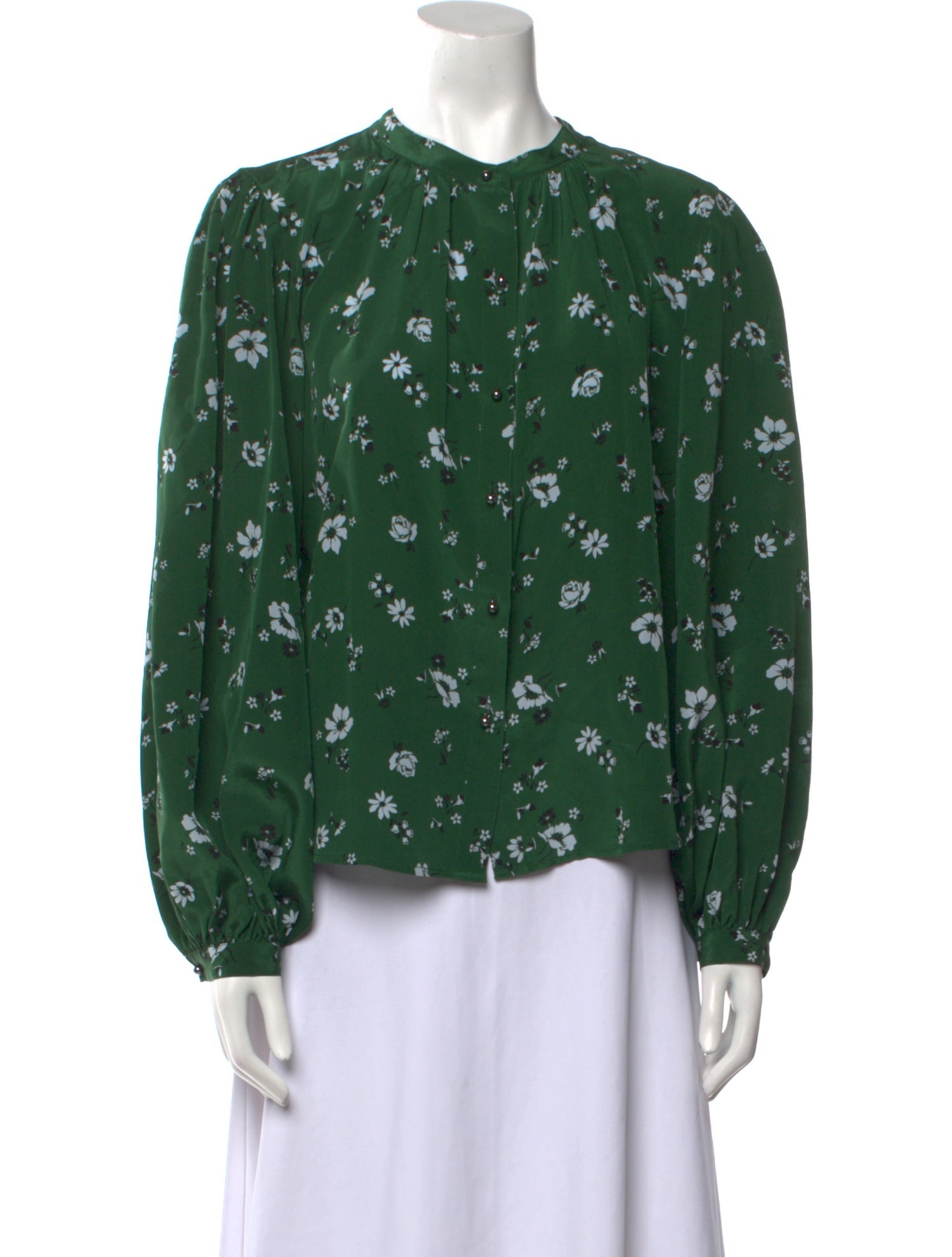 Veronica Beard Silk Floral Print Button-Up Top