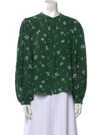 Veronica Beard Silk Floral Print Button-Up Top