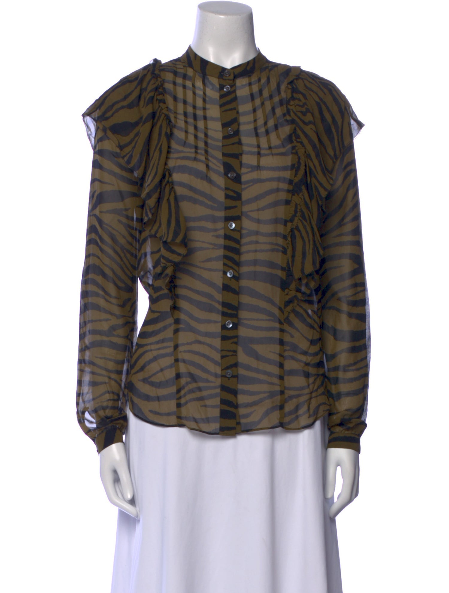 Veronica Beard Silk Animal Print Button-Up Top