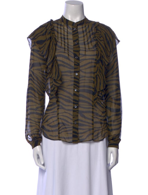 Veronica Beard Silk Animal Print Button-Up Top