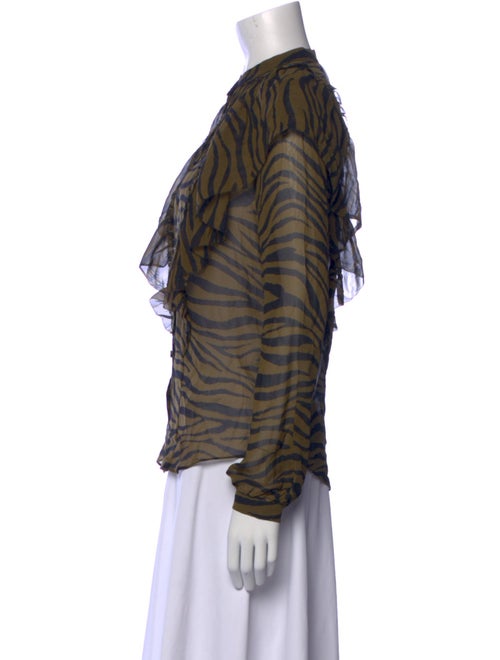 Veronica Beard Silk Animal Print Button-Up Top