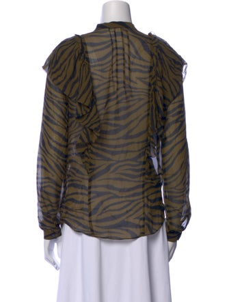Veronica Beard Silk Animal Print Button-Up Top